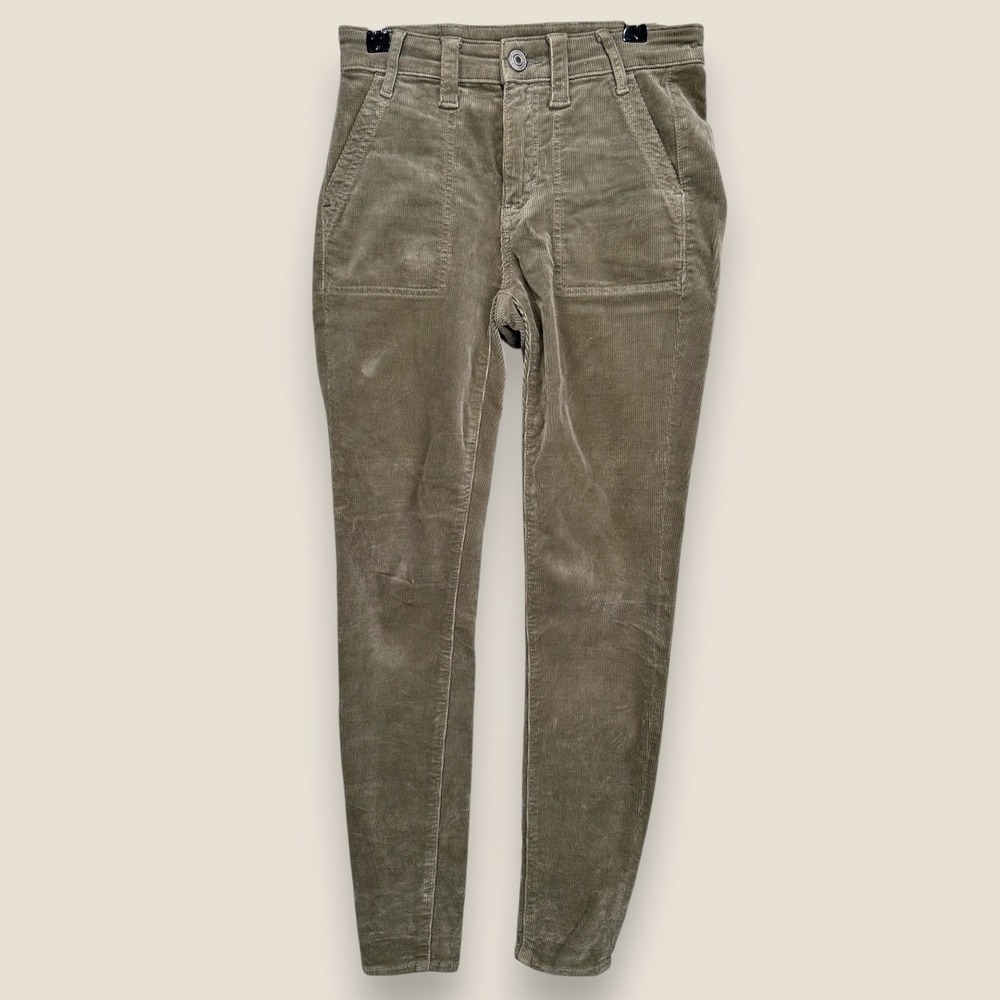 American Eagle Outfitters Corduroy Super Stretch Pants Womens Size 0 Olive Gray